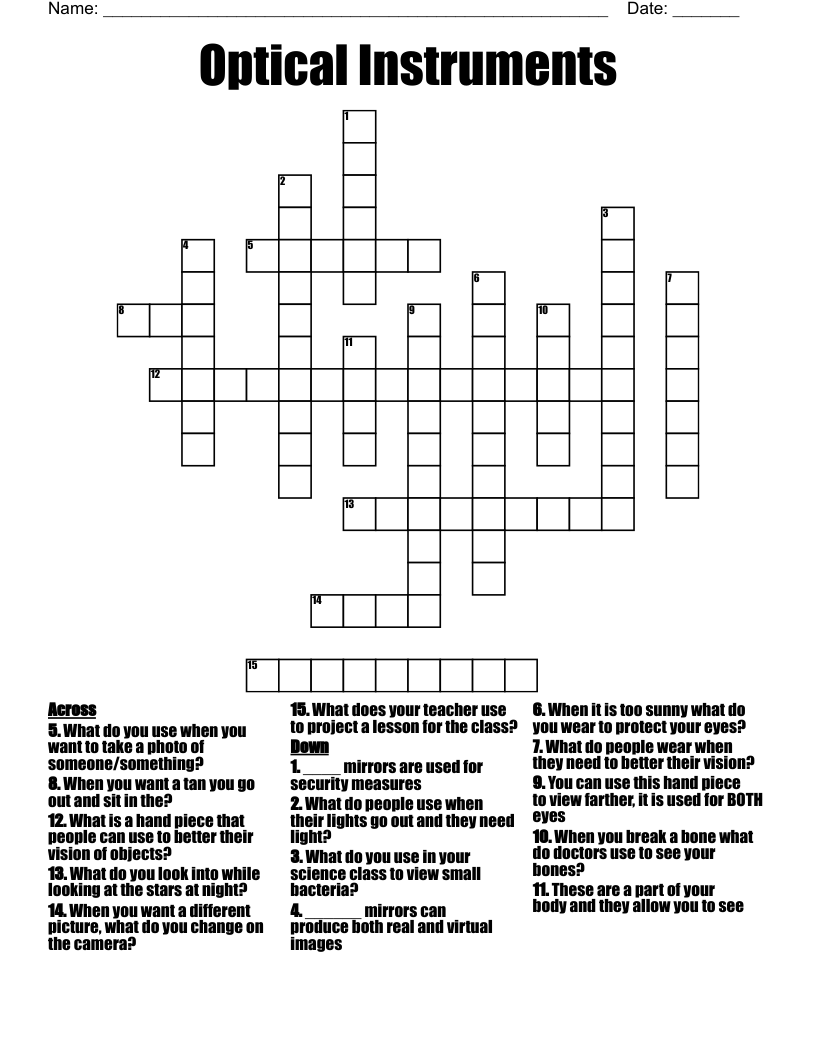 Optical Instruments Crossword WordMint