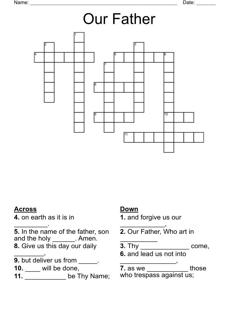 Our Father Crossword WordMint