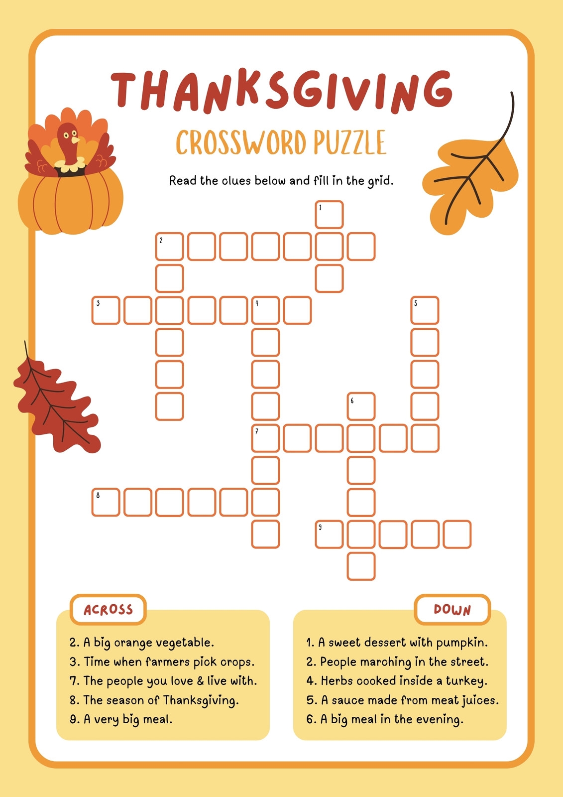 Page 2 Free Printable Thanksgiving Worksheet Templates Canva