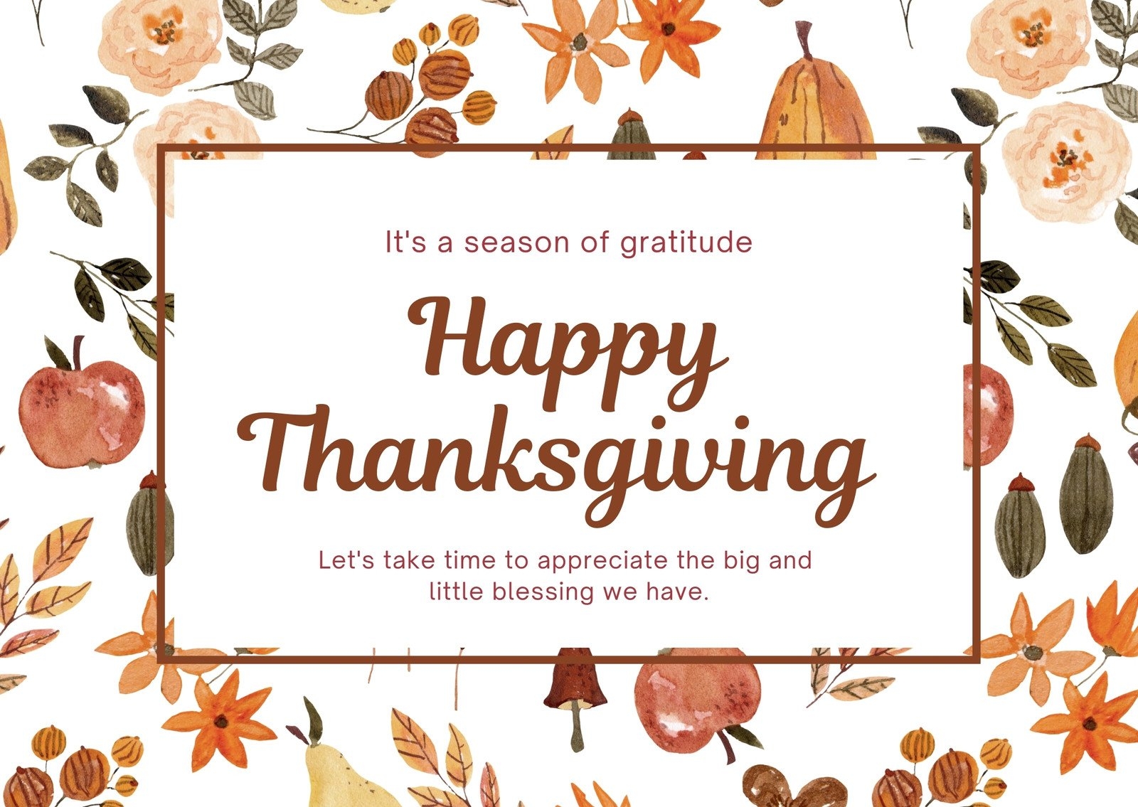 Page 3 Free Printable Customizable Thanksgiving Card Templates Canva
