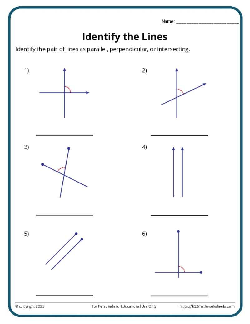 Parallel Perpendicular And Intersecting Lines Worksheets