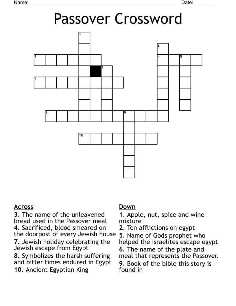 Passover Crossword WordMint