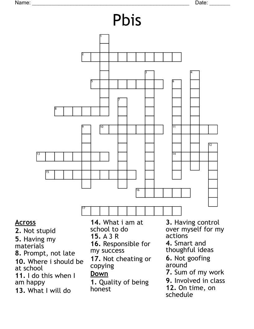 Pbis Crossword WordMint