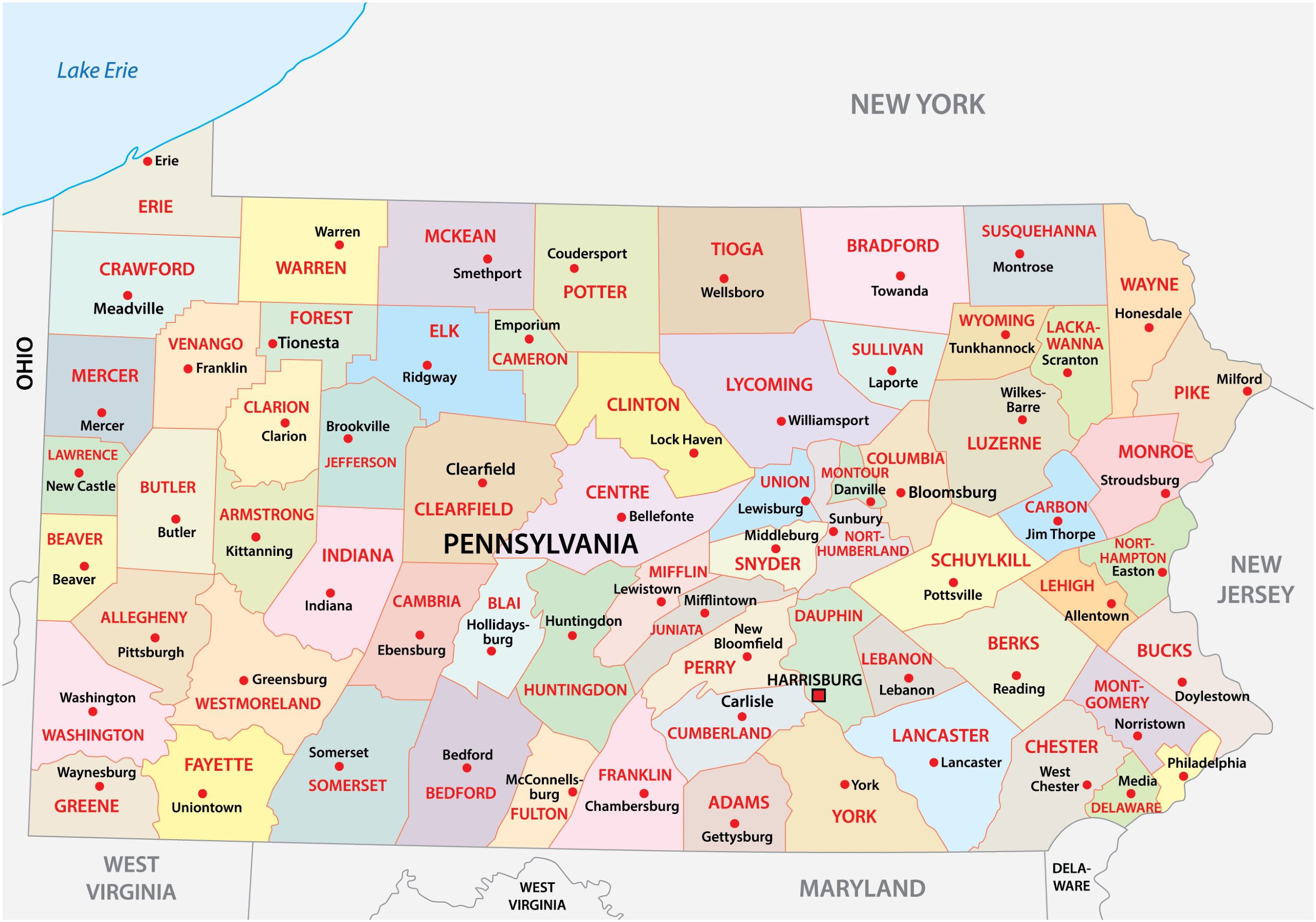 map of counties in pennsylvania map of counties in pennsylvania