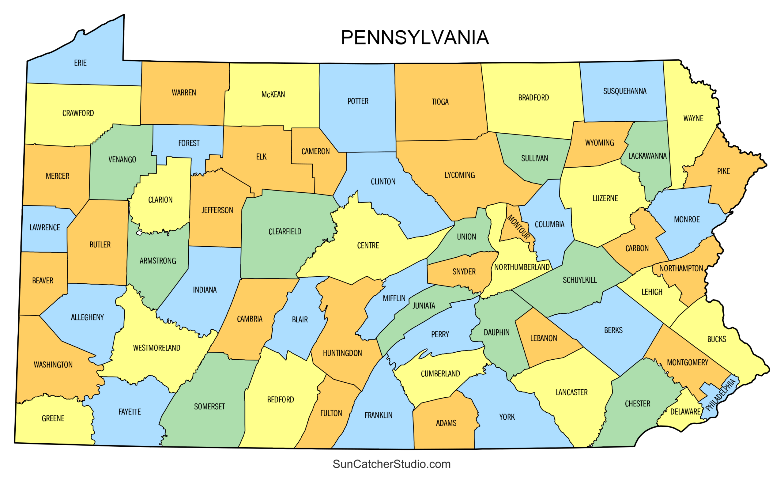 county map of pennsylvania