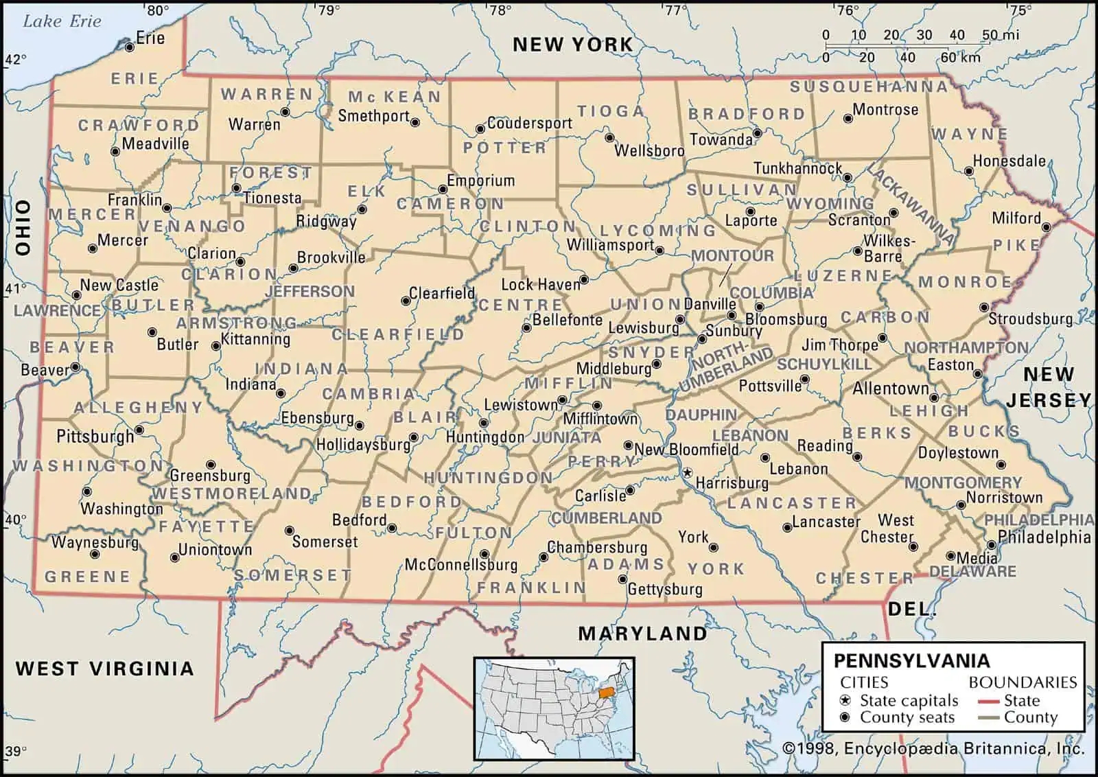 Pennsylvania County Maps Interactive History Complete List