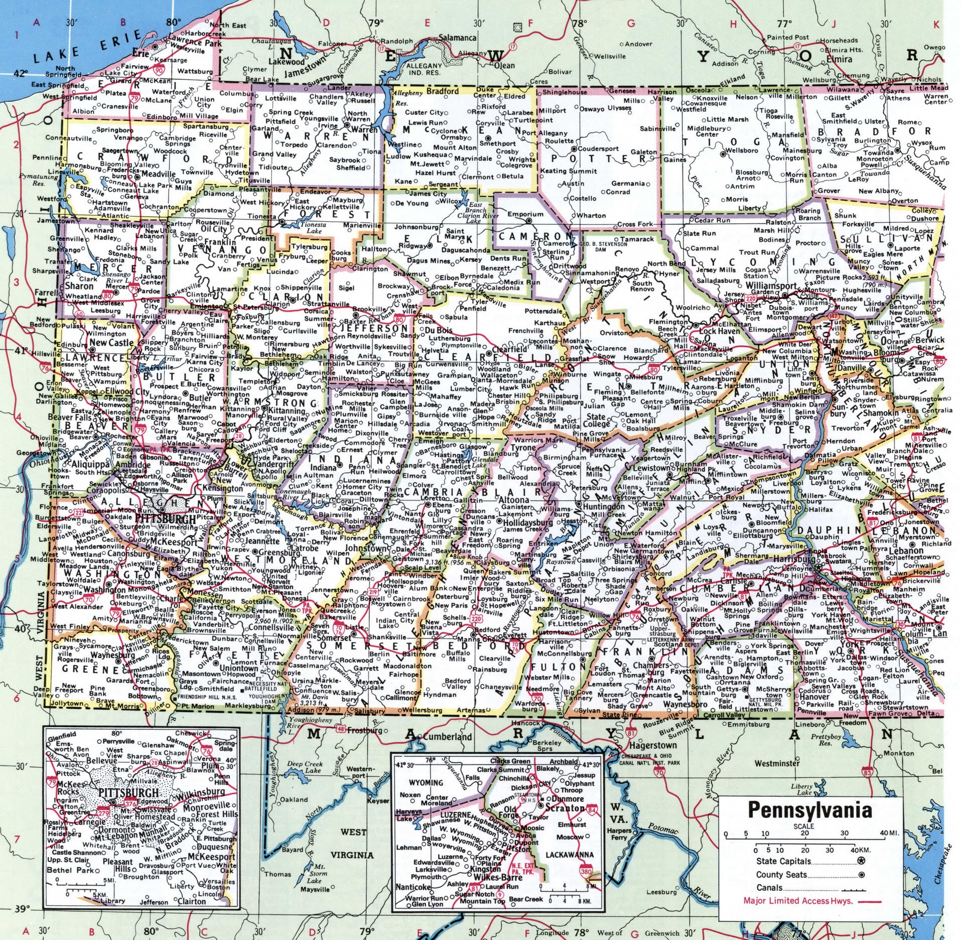 pa county map with towns
