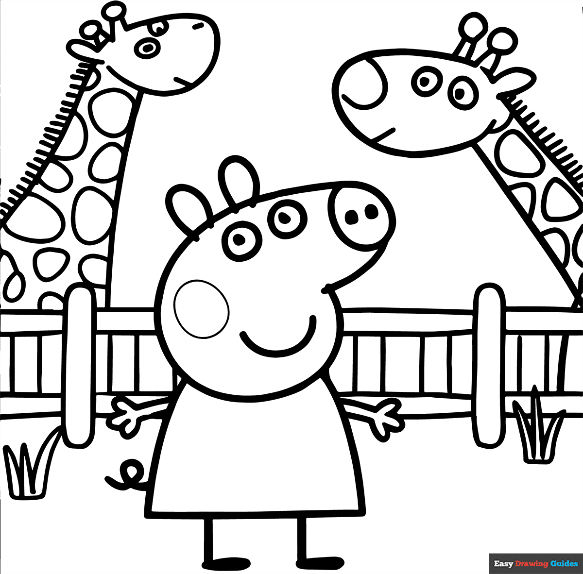 Peppa Pig At The Zoo Coloring Page Easy Drawing Guides Peppa Pig At The Zoo Coloring Page Easy Drawing Guides