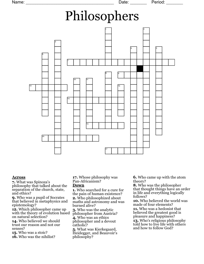 Philosophers Crossword WordMint Philosophers Crossword WordMint