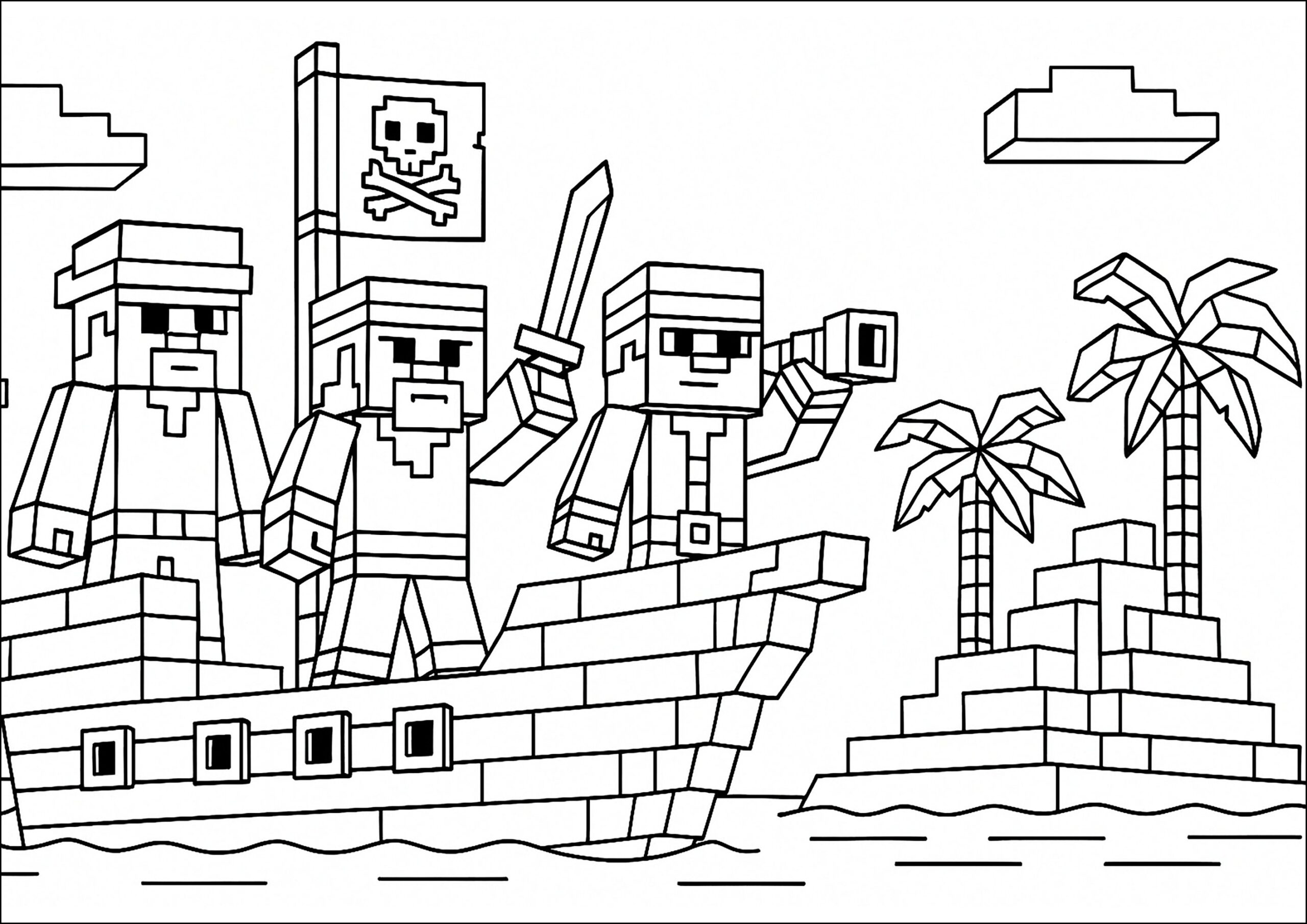 Pirate Ship Minecraft Coloring Pages Pirate Ship Minecraft Coloring Pages