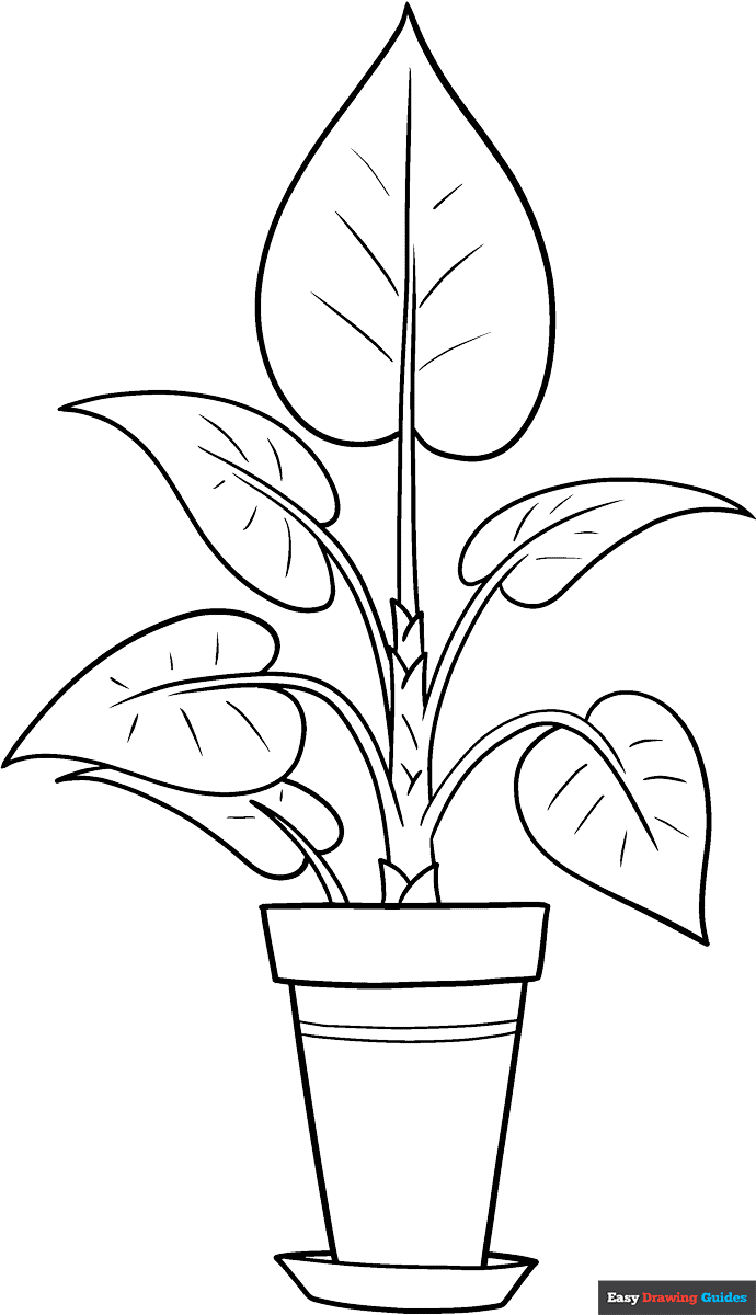 Plant Coloring Page Easy Drawing Guides