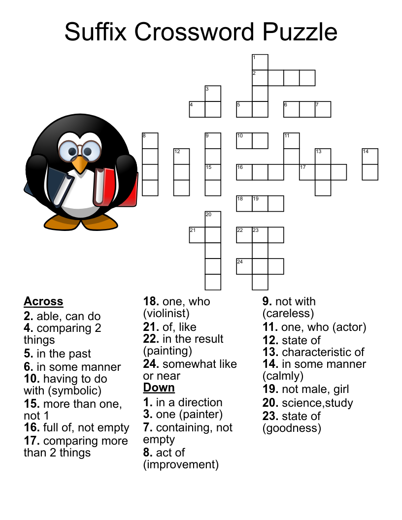 Prefixes And Suffies Crossword WordMint