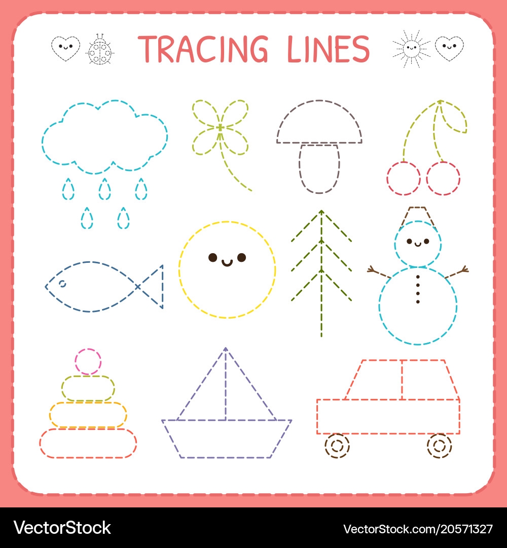 Preschool Tracing Worksheet Royalty Free Vector VectorStock
