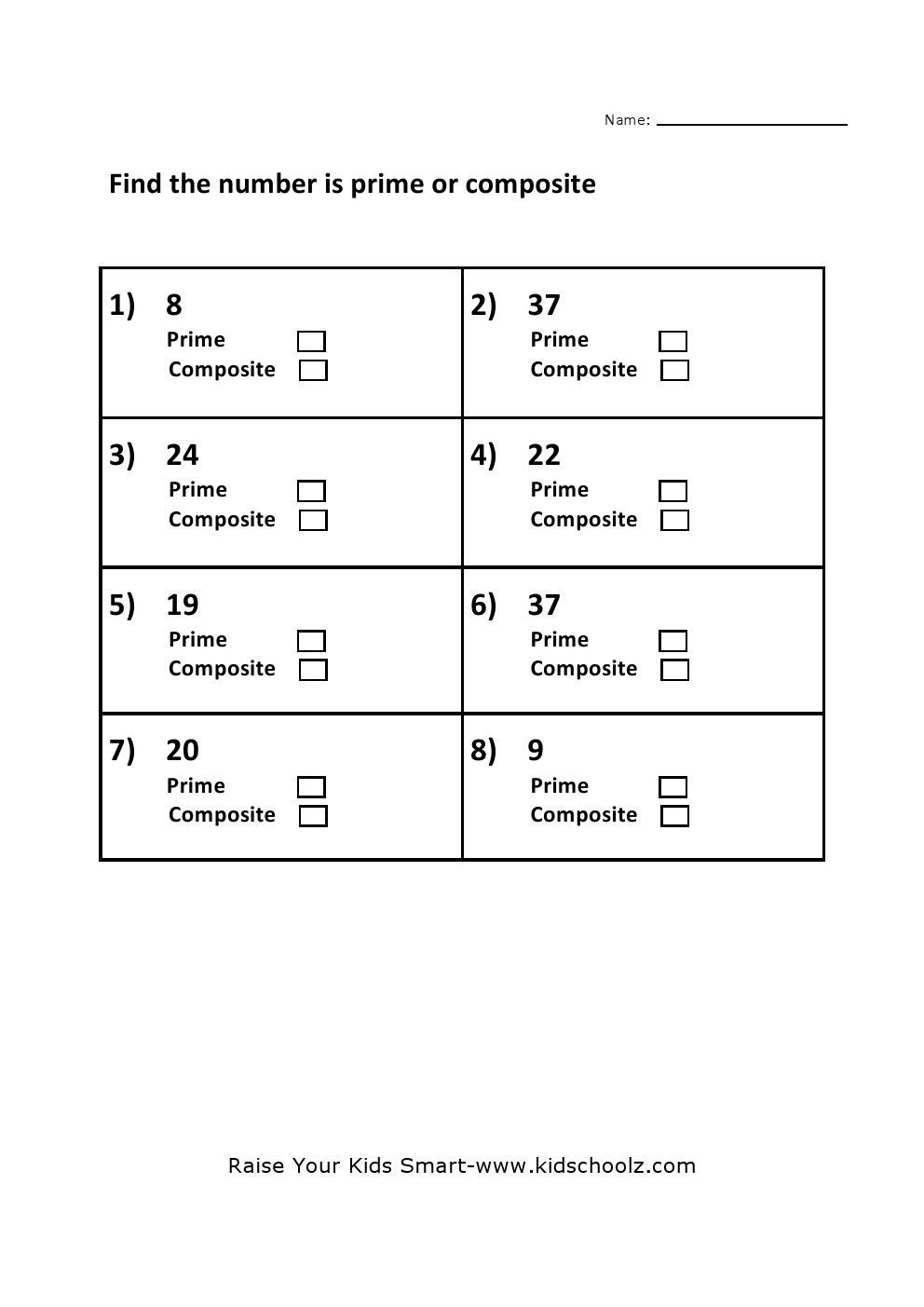 Prime And Composite Numbers Worksheet 1 Kidschoolz