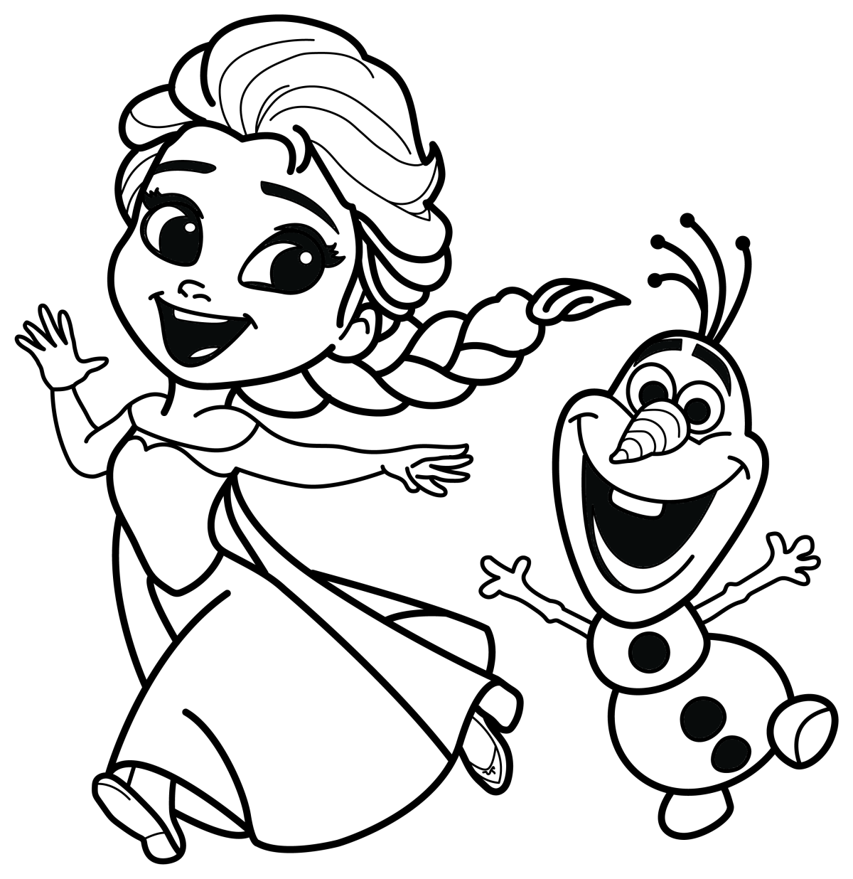 Princess Elsa And Olaf From Disney Frozen Coloring Page