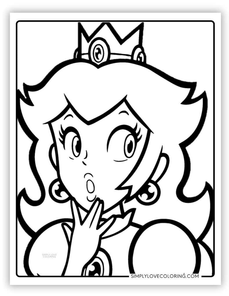Princess Peach Coloring Pages Free PDF Printables Simply Love Coloring