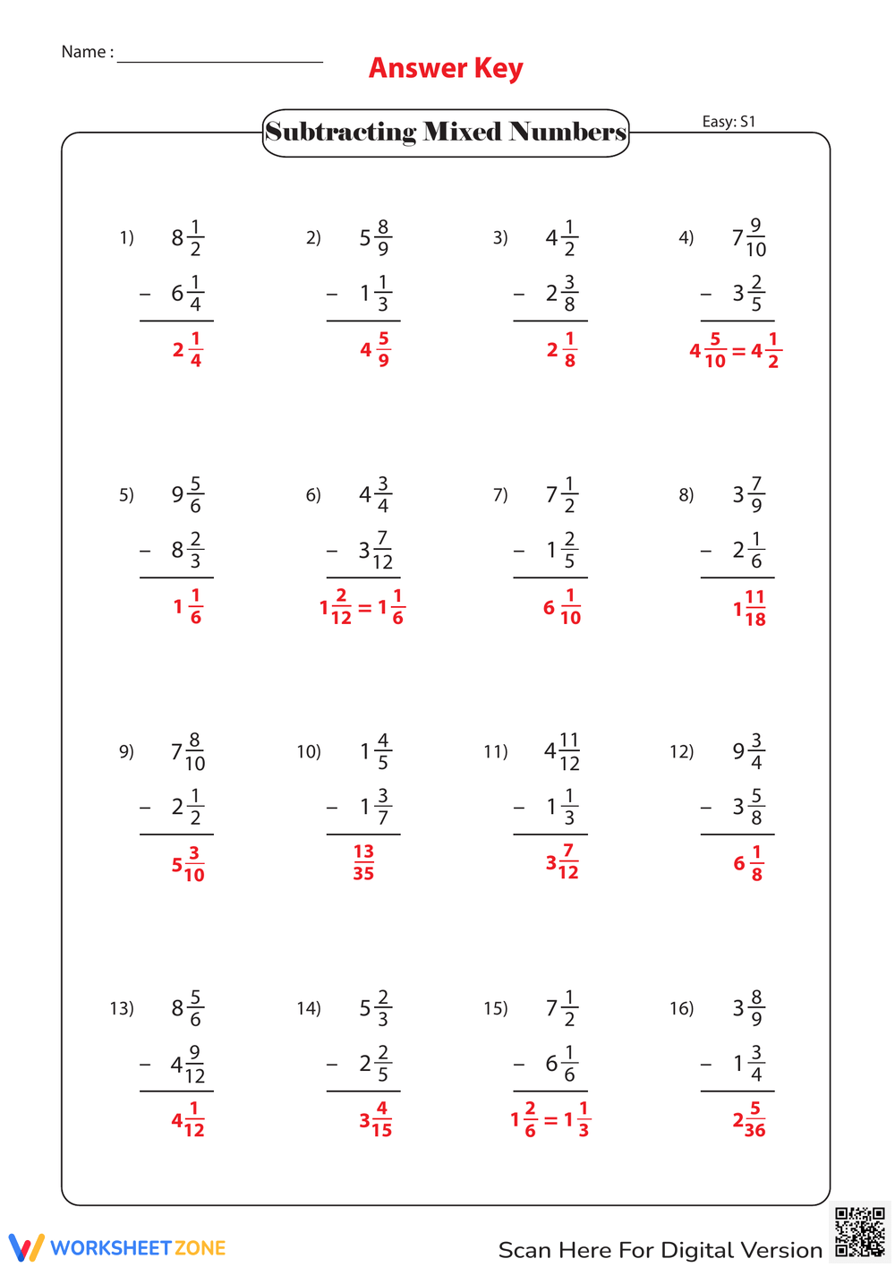 Printable 4th Grade Adding And Subtracting Mixed Numbers Worksheets