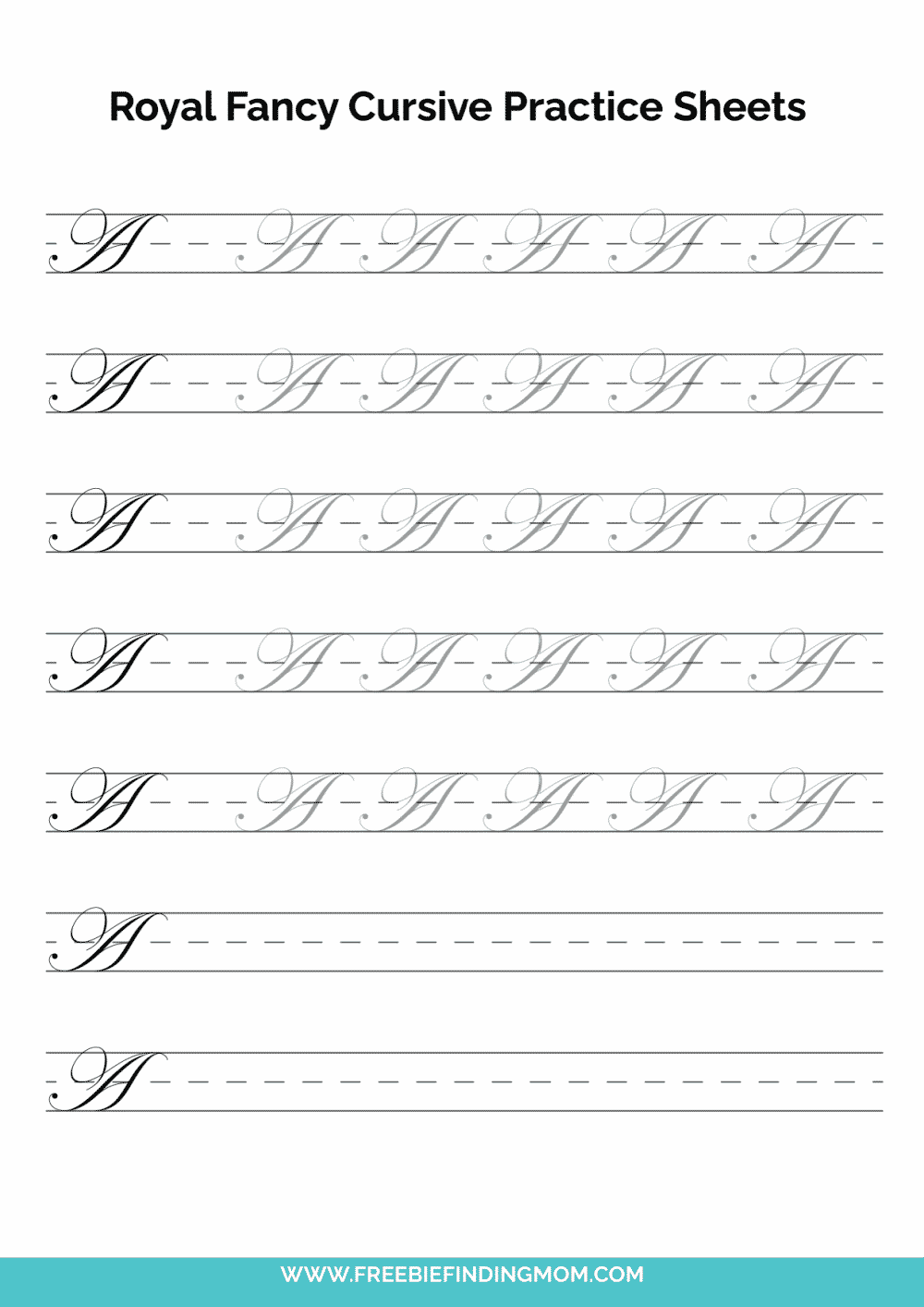 Printable Cursive Alphabet Practice Sheets Royal Fancy Capital A Printable Cursive Alphabet Practice Sheets Royal Fancy Capital A