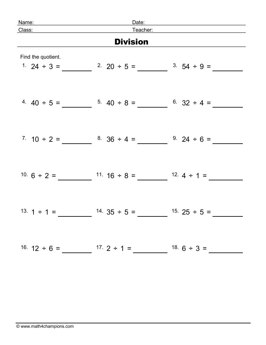 printable math worksheets division printable math worksheets division