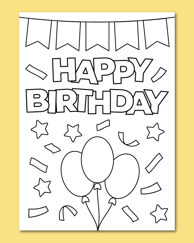 Printable Happy Birthday Coloring Card Chevron Lemon Printable Happy Birthday Coloring Card Chevron Lemon
