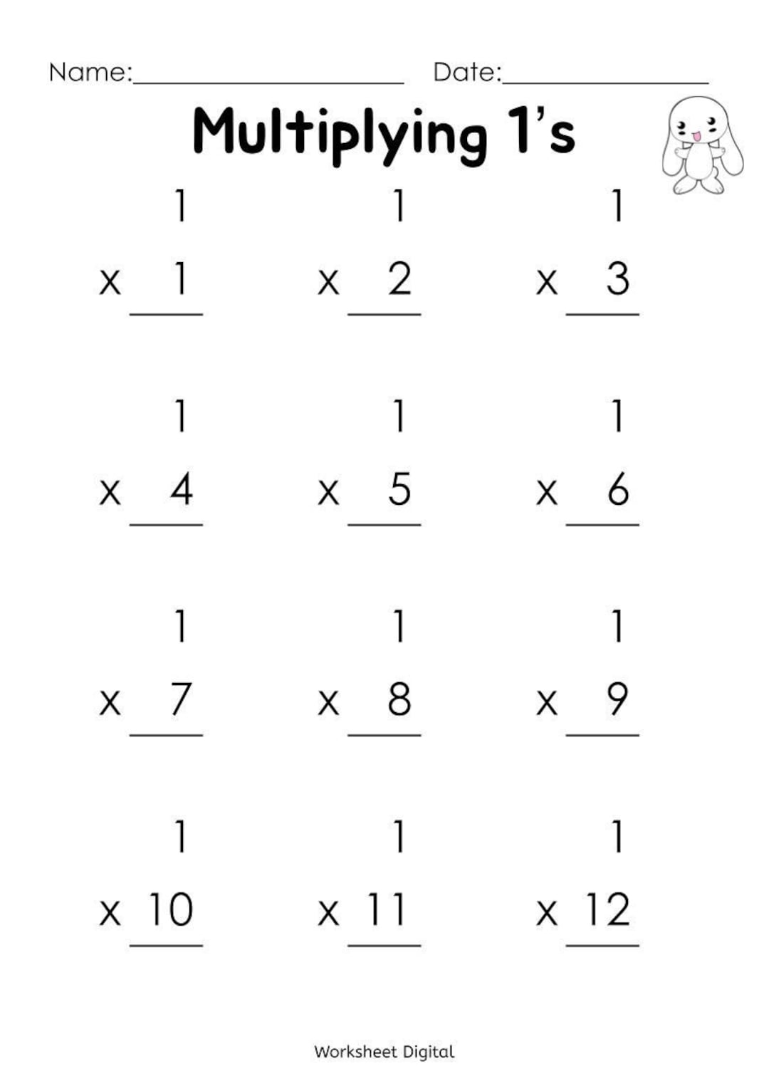 Printable Multiplication Worksheets Times Tables 1 12 PDF Etsy Norway