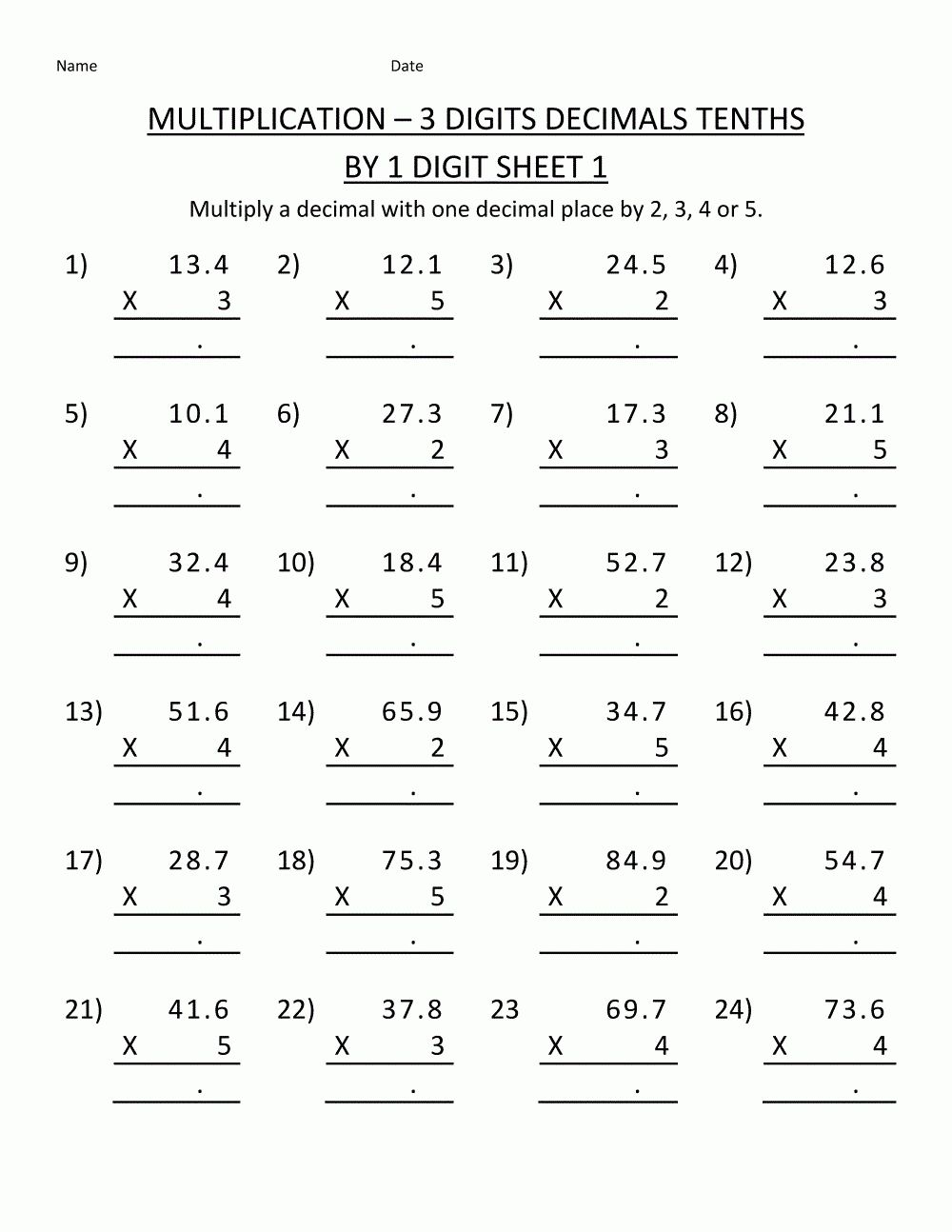 multiplication for 5th graders worksheet