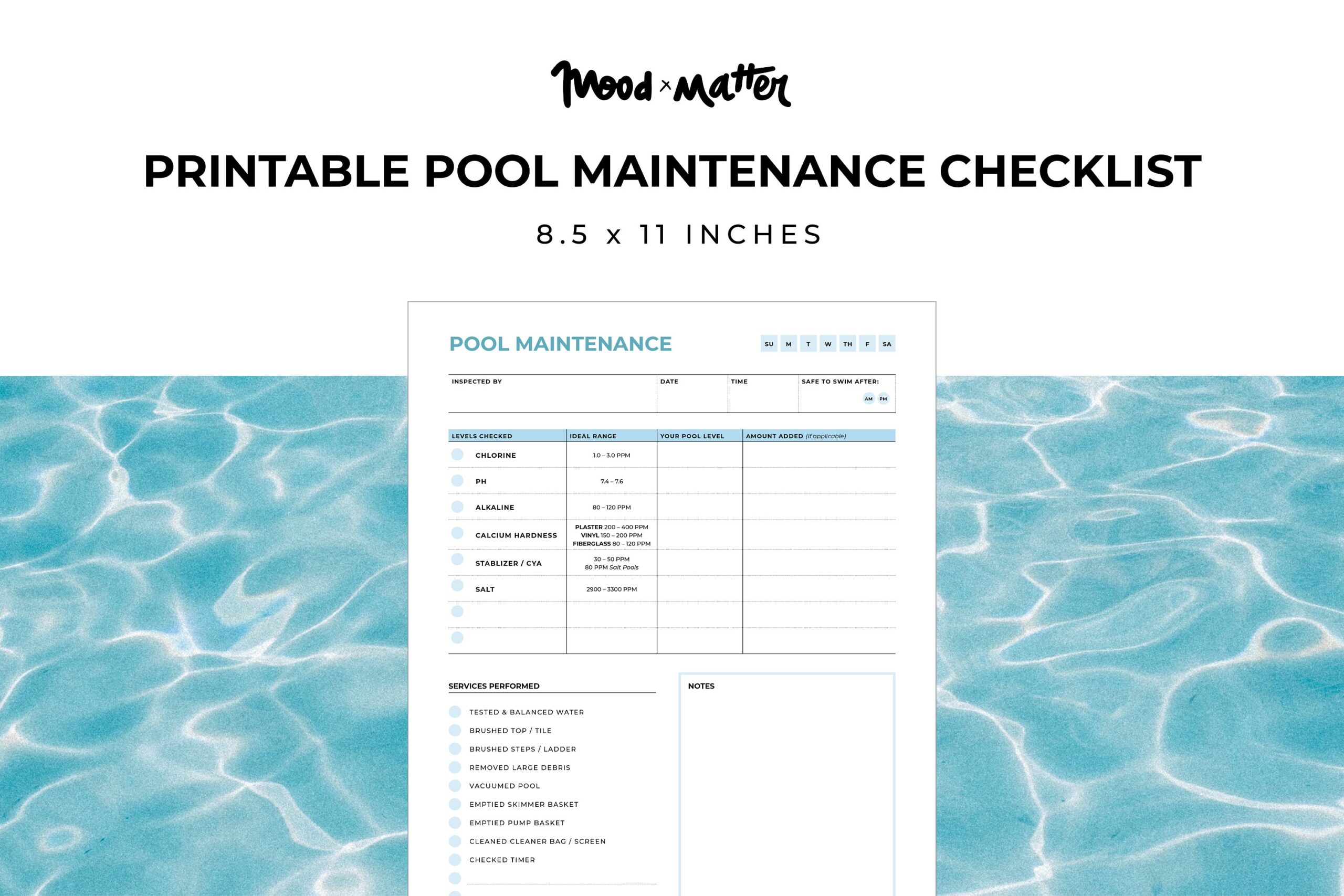 Printable Pool Maintenance Checklist Pool Service Log PDF Etsy Printable Pool Maintenance Checklist Pool Service Log PDF Etsy