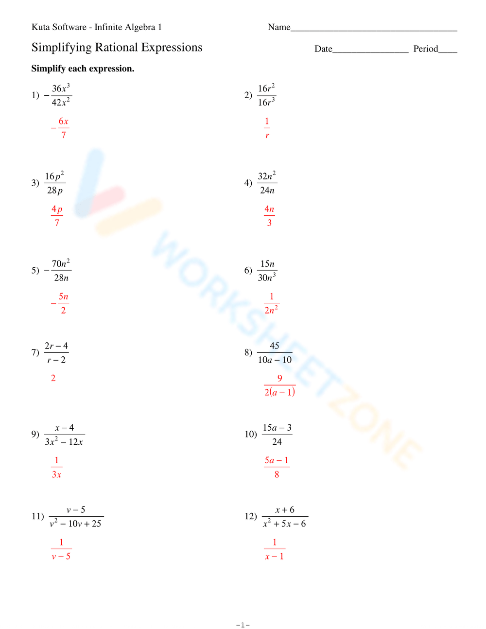 Printable Simplifying Rational Expressions Worksheets Printable Simplifying Rational Expressions Worksheets