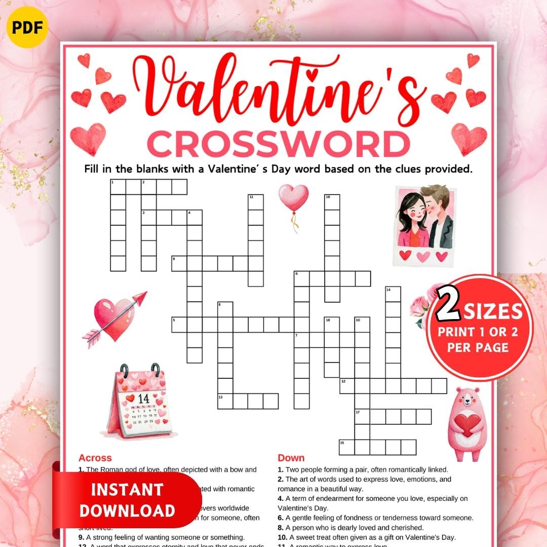 Printable Valentines Day Crossword Puzzle Valentine Party Game For Adults Kids Family Games Word Puzzle Valentines Classroom Activity Etsy Israel Printable Valentines Day Crossword Puzzle Valentine Party Game For Adults Kids Family Games Word Puzzle Valentines Classroom Activity Etsy Israel