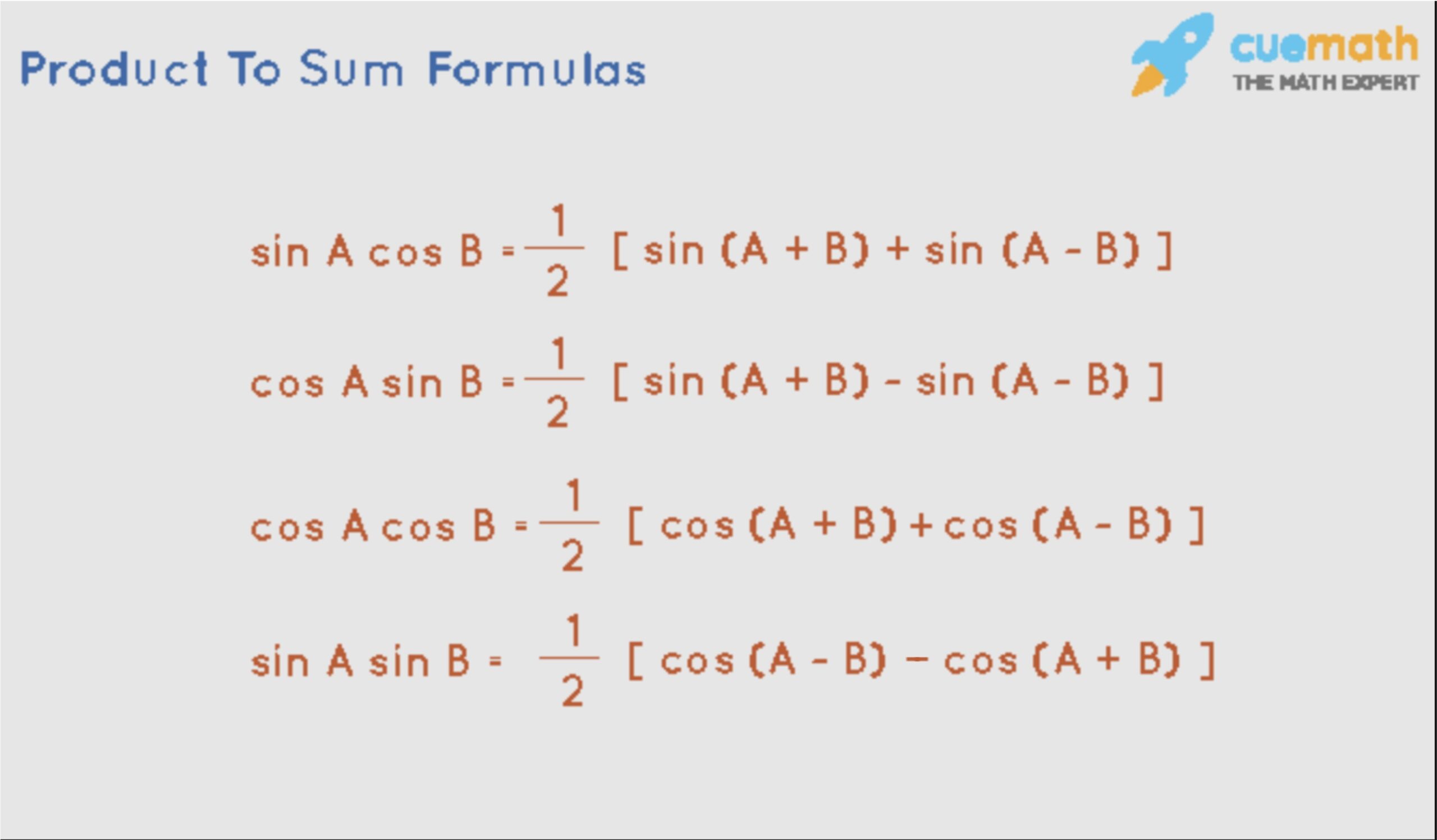 Product To Sum Formulas What Are Product To Sum Formulas 