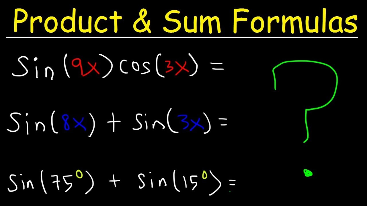 Product To Sum Identities And Sum To Product Formulas Trigonometry YouTube