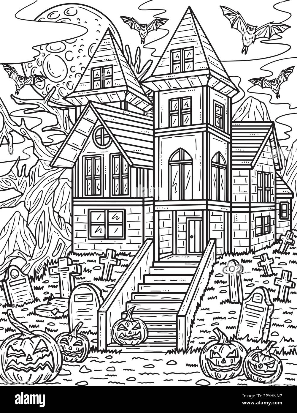 Pumpkin House Coloring Page For Adults Hi res Stock Photography And Images Alamy