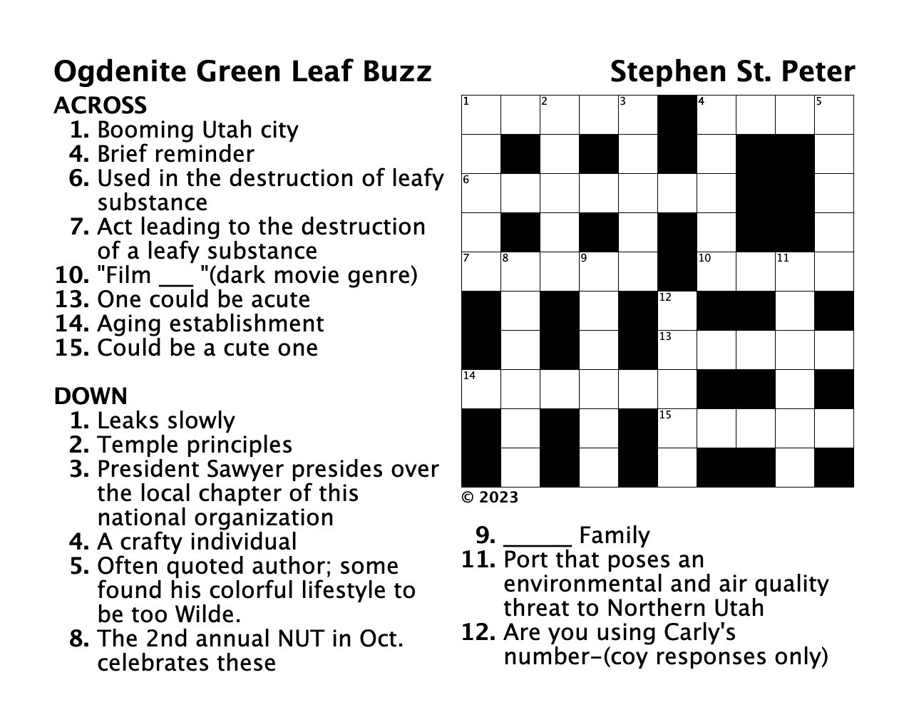 Puzzles OGDEN NEWS The Ogdenite Puzzles OGDEN NEWS The Ogdenite
