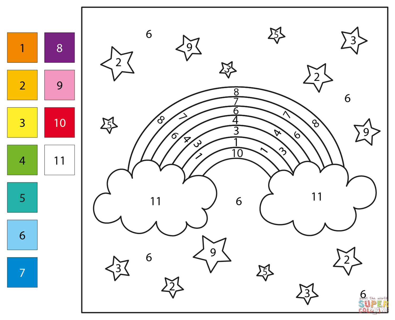 Rainbow Color By Number Coloring Page Free Printable Rainbow Color By Number Coloring Page Free Printable