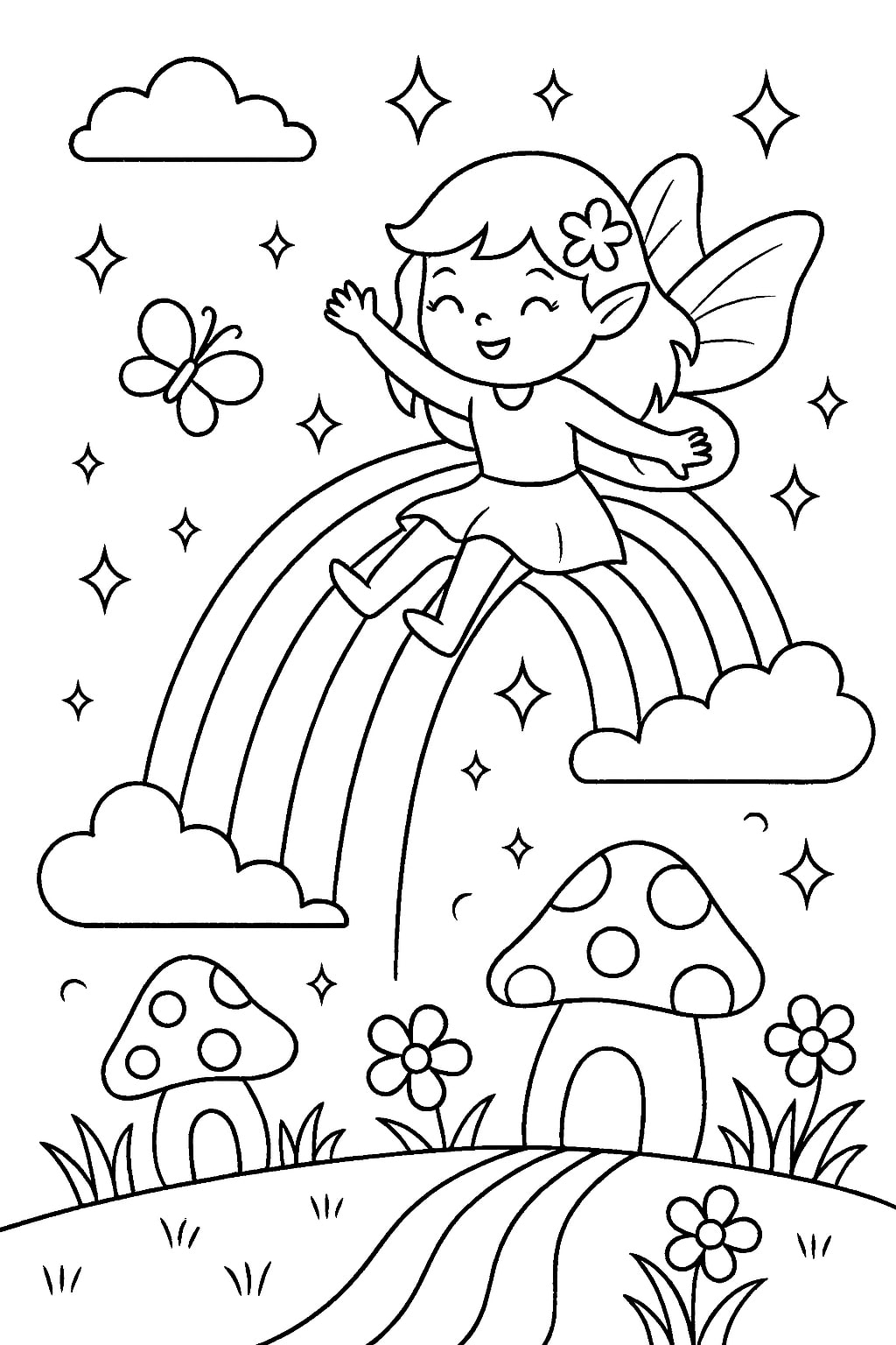 printable colouring pages of rainbows
