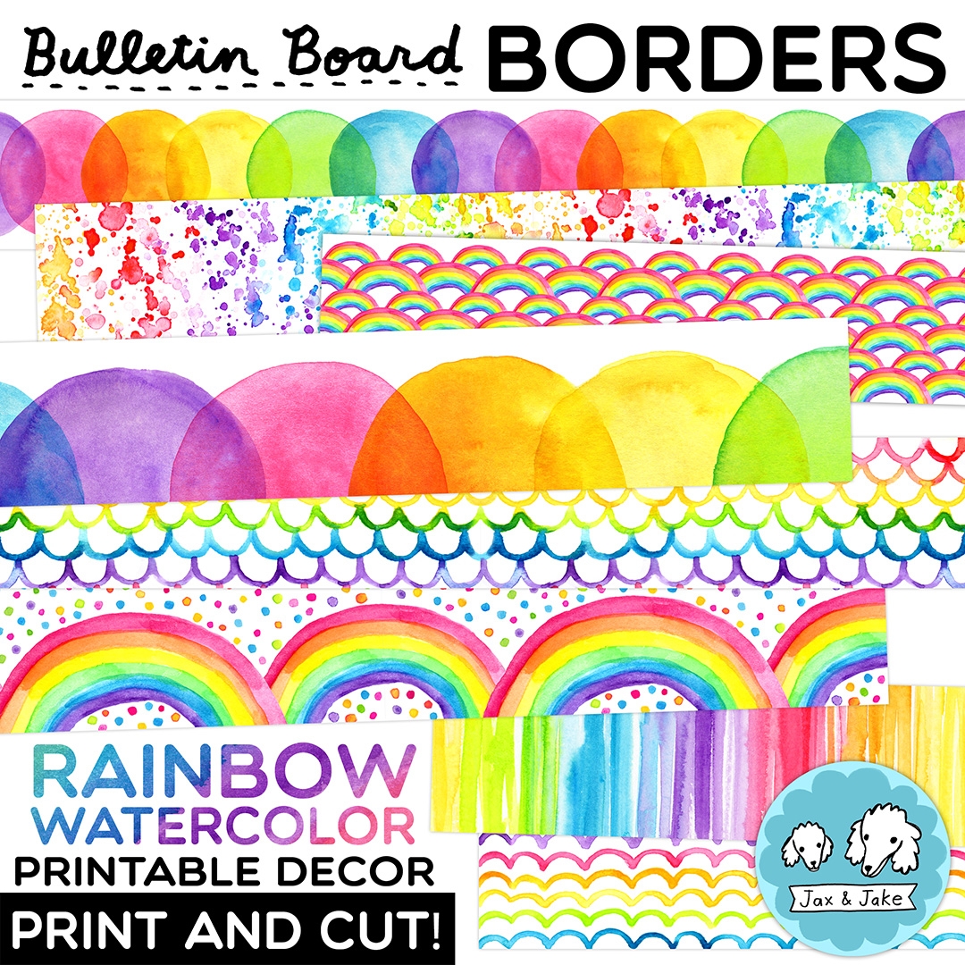 Rainbow Watercolor Bulletin Board Borders Printable Classroom Decor Boarders Classful Rainbow Watercolor Bulletin Board Borders Printable Classroom Decor Boarders Classful