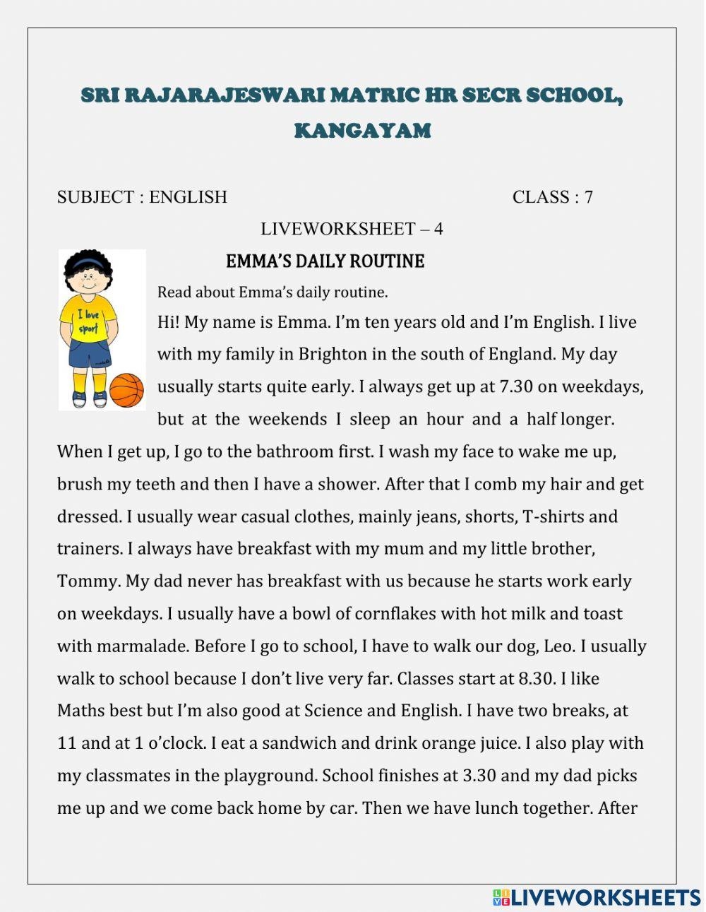 Reading Comprehension Online Exercise For Grade 7 Worksheets Library Reading Comprehension Online Exercise For Grade 7 Worksheets Library