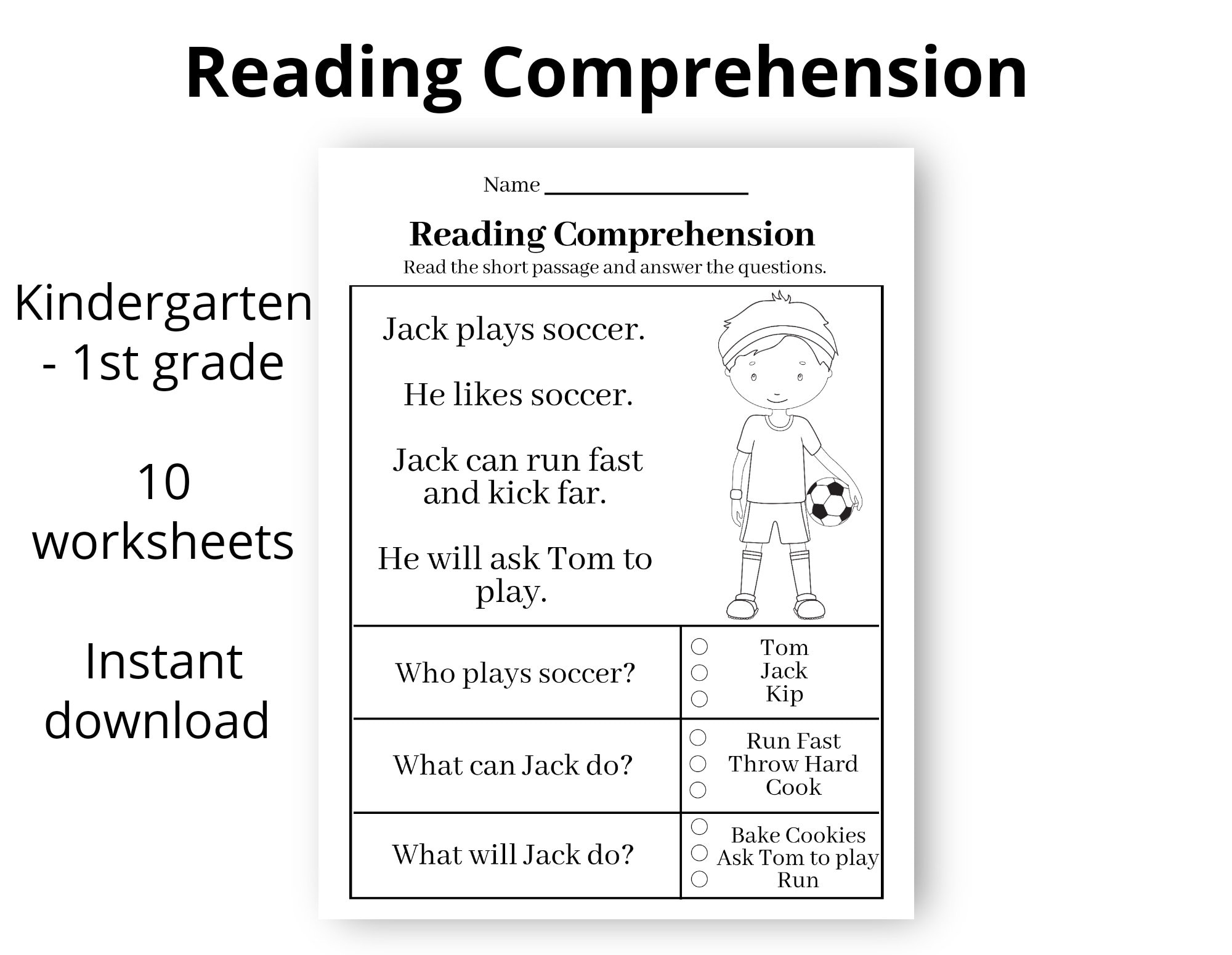 Reading Comprehension Printable Worksheet First Grade Kindergarten Instant Download Homeschool Teacher Kids Distance Etsy Norway