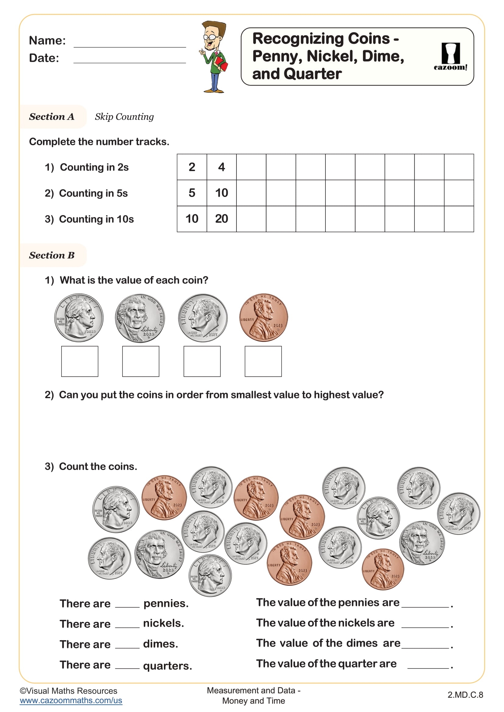 Recognizing Coins Penny Nickel Dime Half Dollar Worksheet Fun And Engaging 2nd Grade Measurement And Data Worksheet Recognizing Coins Penny Nickel Dime Half Dollar Worksheet Fun And Engaging 2nd Grade Measurement And Data Worksheet