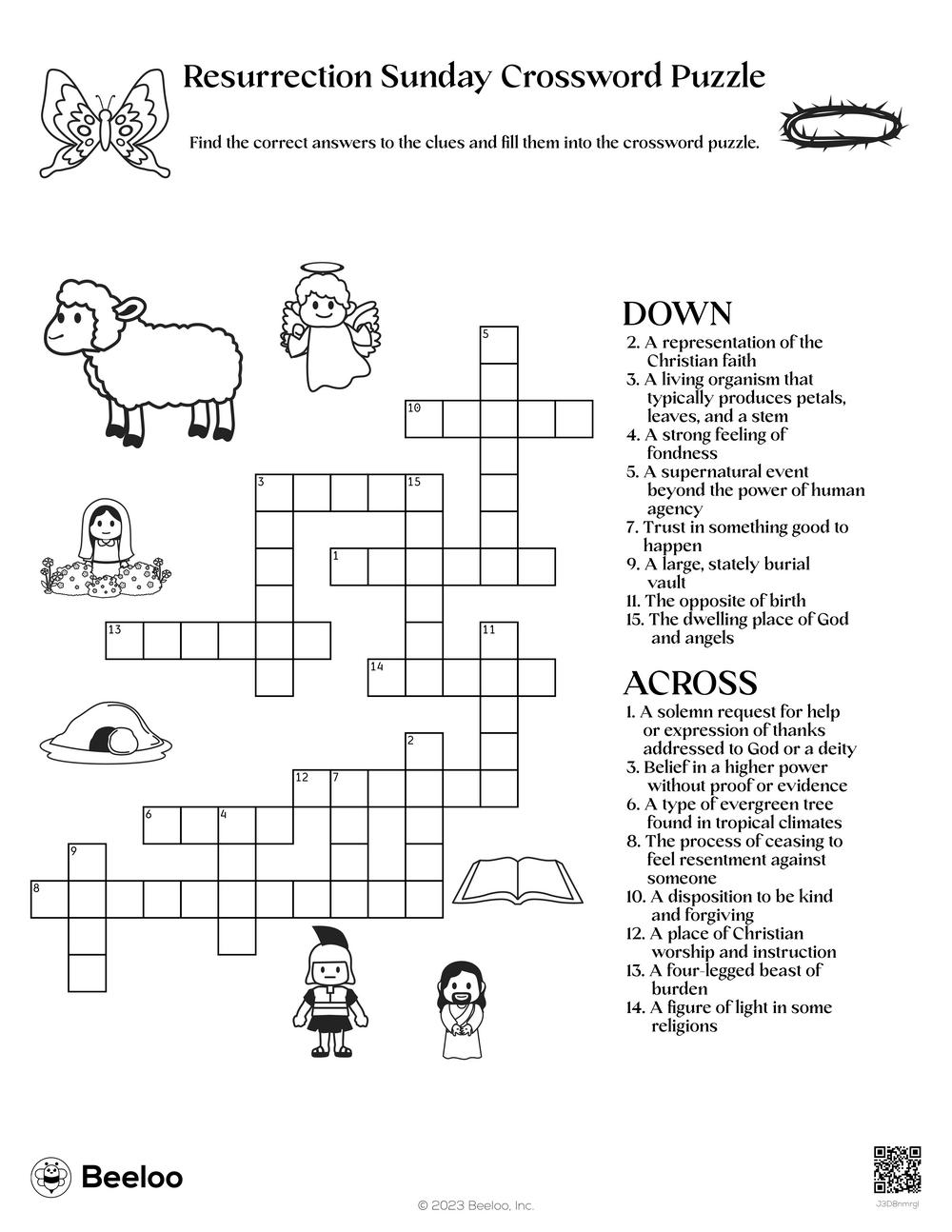 Resurrection Sunday Crossword Puzzle Beeloo Printable Crafts And Activities For Kids
