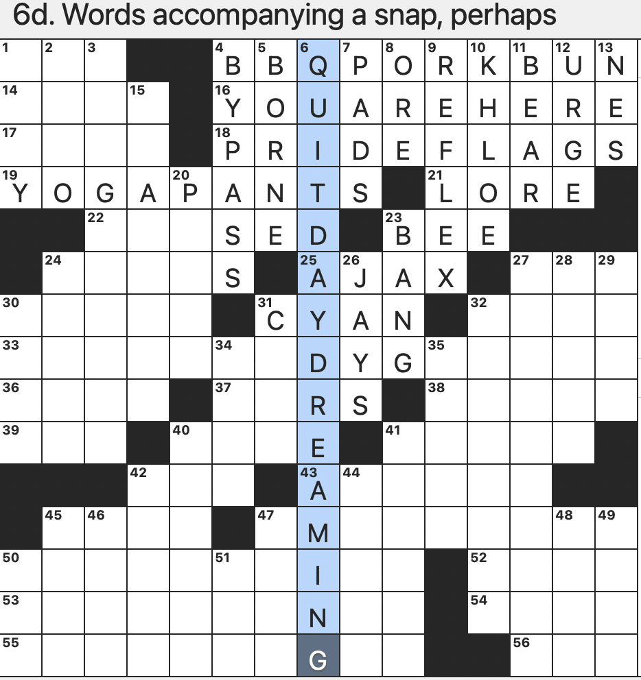 wildly out of control nyt crossword clue