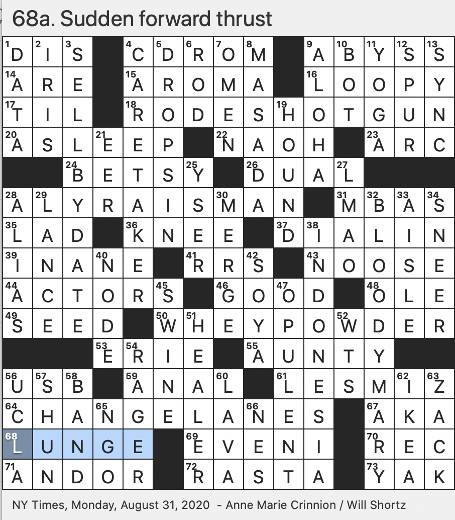 Rex Parker Does The NYT Crossword Puzzle August 2020