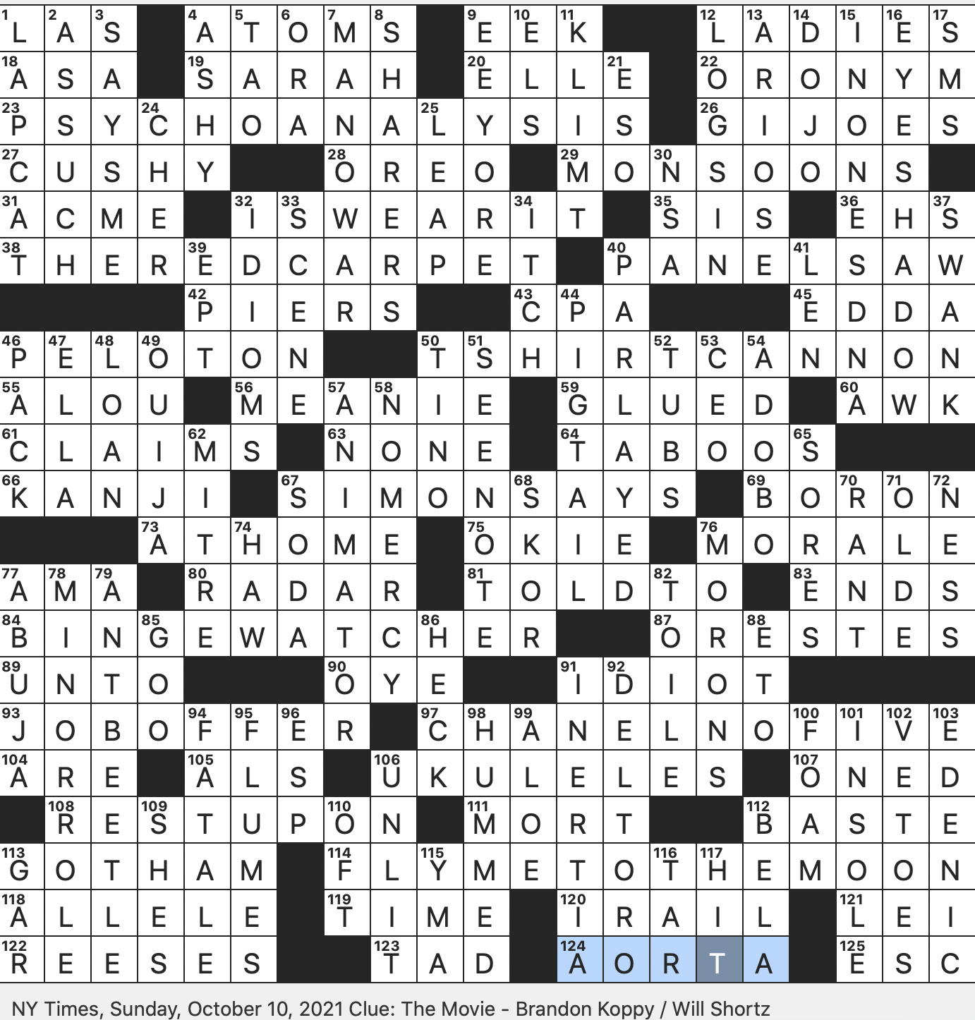 Rex Parker Does The NYT Crossword Puzzle Civil Rights Activist Baker SUN 10 10 21 Natasha Boris s Partner Against Rocky And Bullwinkle Similar sounding Phrase Such As I Scream For ice Cream 