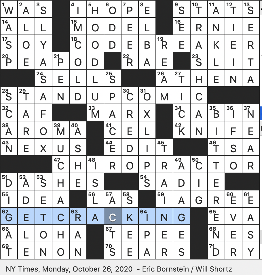 Rex Parker Does The NYT Crossword Puzzle Hombre to be Perhaps MON 10 26 20 Yellow Flowers In Primrose Family 1980s Gaming Console In Brief Title Woman In Song By Beatles Spinners 