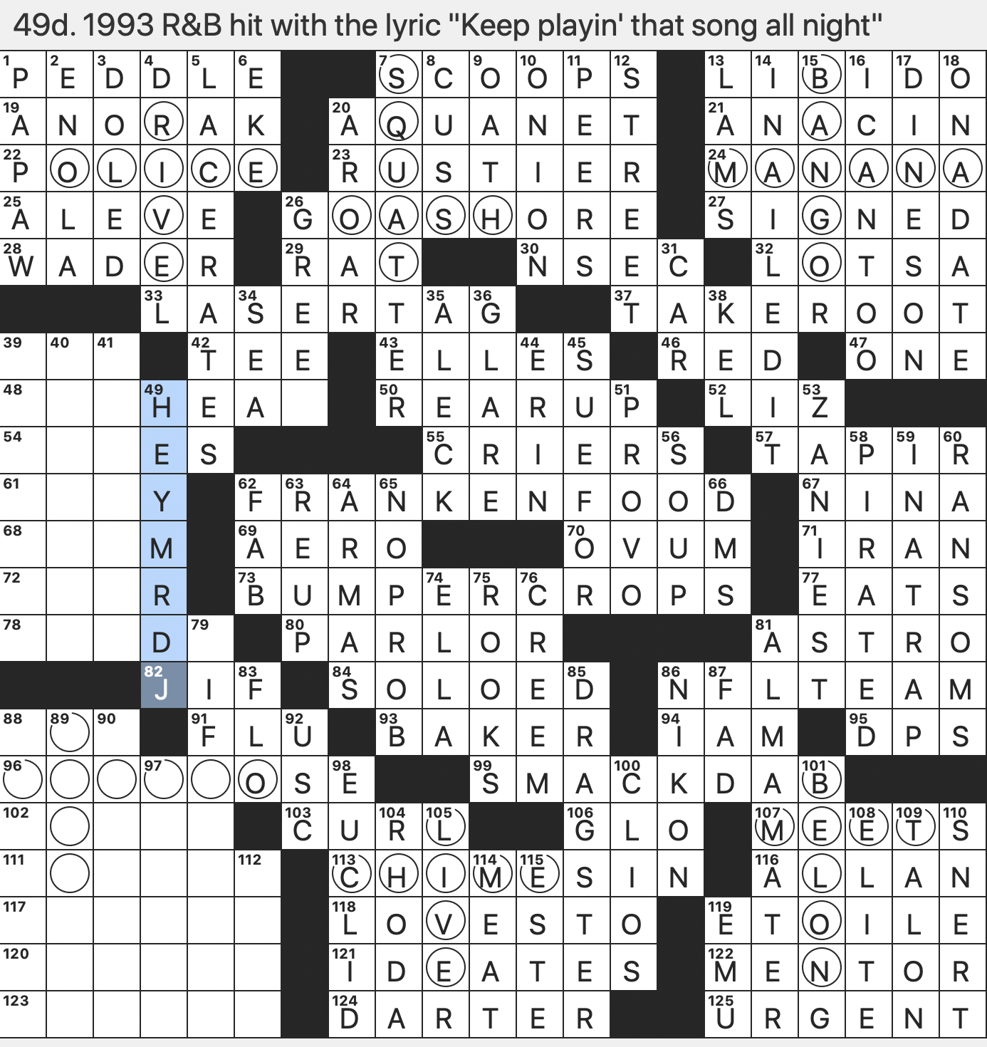 Rex Parker Does The NYT Crossword Puzzle Lab engineered Fare Facetiously SUN 11 13 22 1993 R B Hit With The Lyric Keep Playin That Song All Night Mesopotamian Metropolis Tree Of