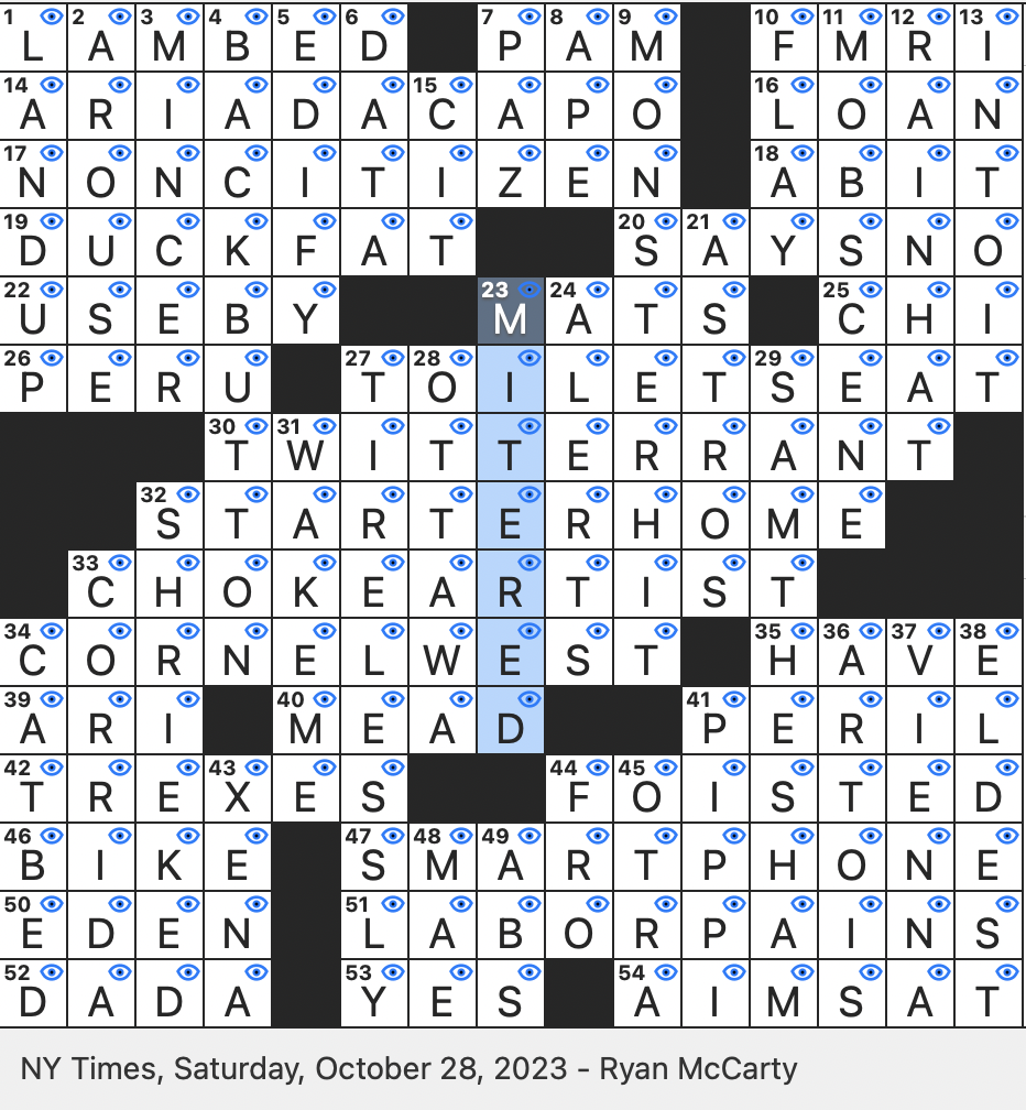 Rex Parker Does The NYT Crossword Puzzle Oratorio Highlight In A B A Form SAT 10 28 23 Superstrong Redhead Of Kid lit Athlete Prone To Nerves In Slang Princess With An LGBTQ