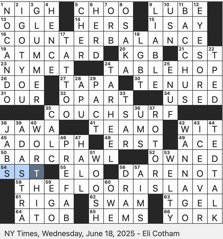 Rex Parker Does The NYT Crossword Puzzle Rainy day Game For Children WED 6 18 25 Bygone Initials At JFK Rely On The Hospitality Of Friends For Lodging Gad About At