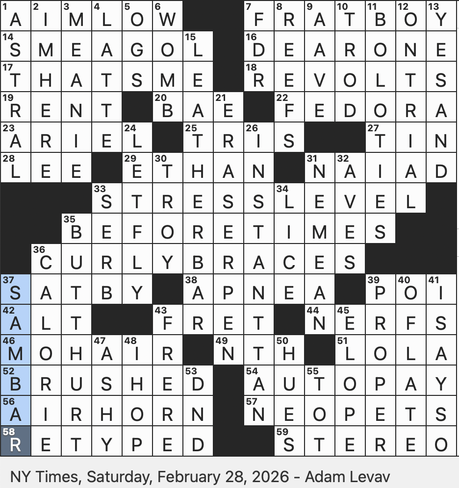 Rex Parker Does The NYT Crossword Puzzle Rap Pioneers Slangily SAT 2 28 26 Animals In An Early 2000s Virtual Fad South Indian Lentil Stew Gay Nightlife Spot With A Dress