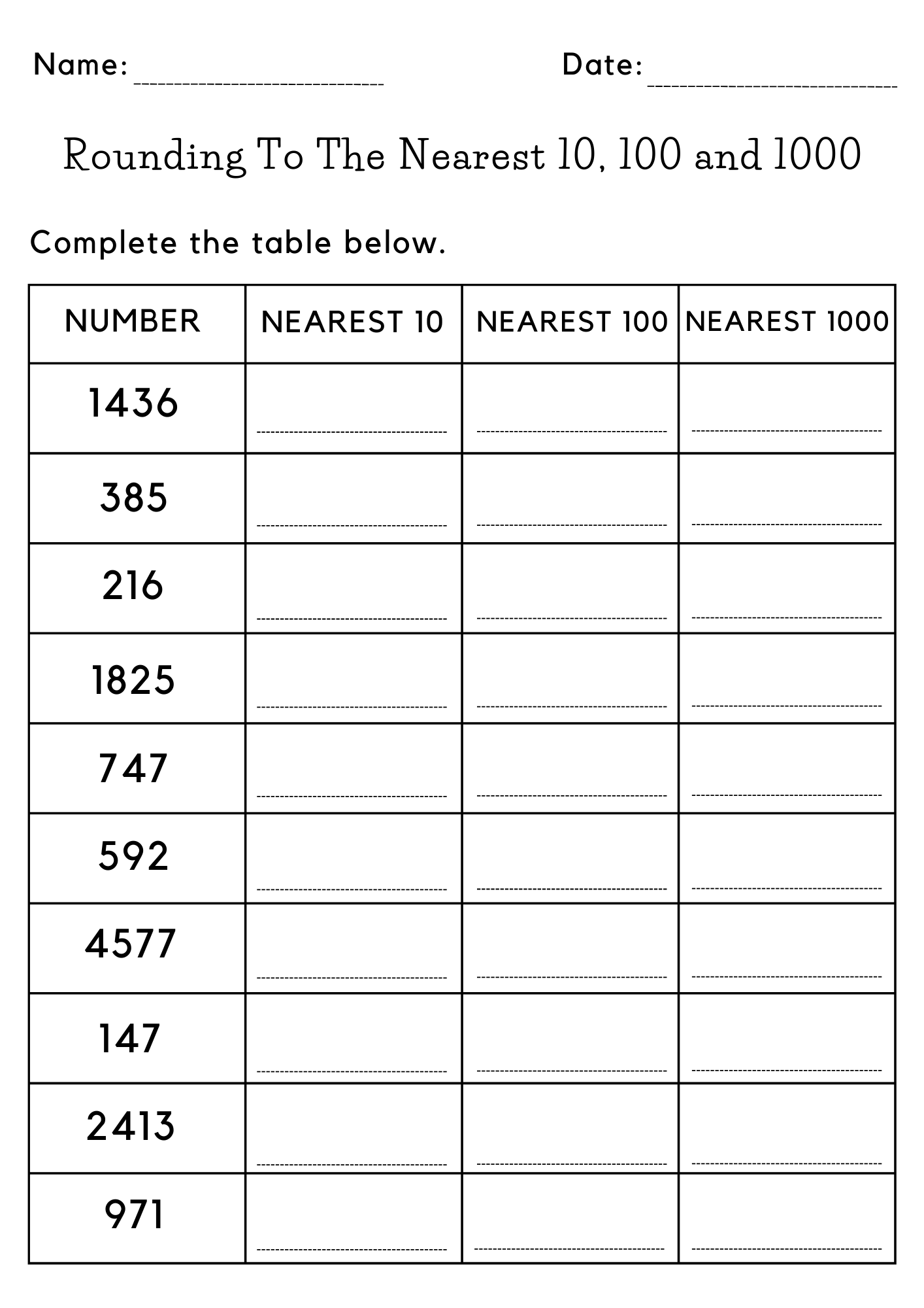 rounding to the nearest ten worksheet rounding to the nearest ten worksheet