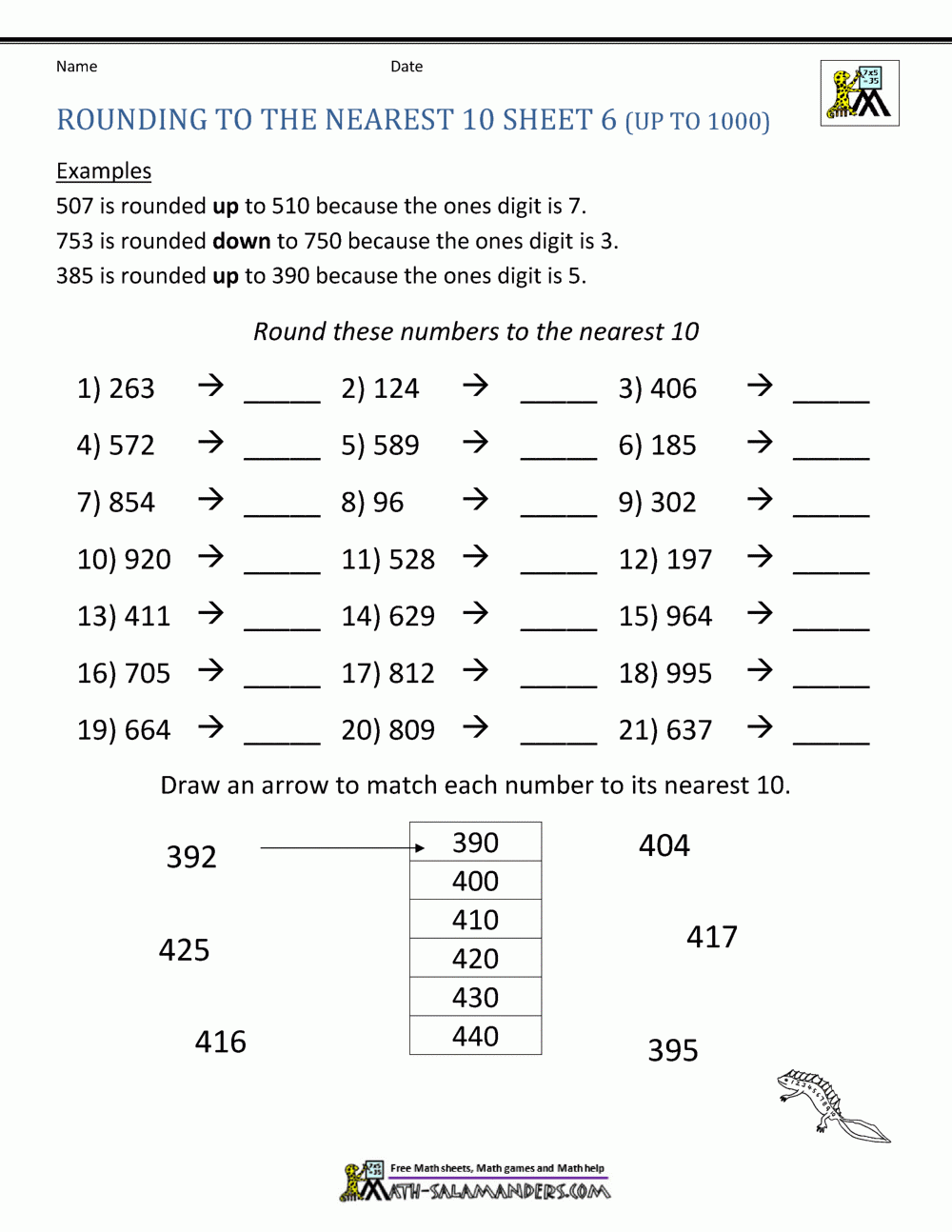 Rounding To The Nearest 10 Worksheets Rounding To The Nearest 10 Worksheets